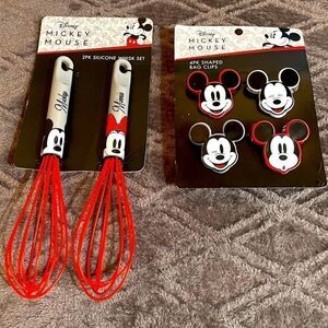 Disney Mickey Mouse silicone whisk & bag clips NWT